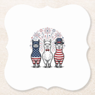 Patriotisk Llama Fyrverkerier Vintage Vector Tröja Underlägg Papper