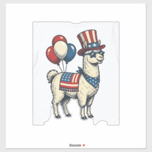Patriotisk Llama Vintage Gravyr T-Shirt Design_1 Klistermärken