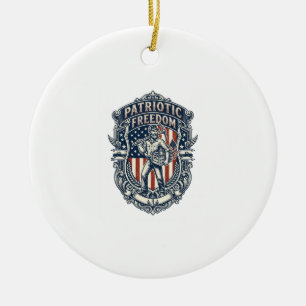 Patriotisk loppmarknadsplockarens vektor grafiska julgransprydnad keramik