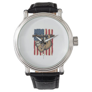 Patriotisk Loungare Vintage Gravyr Tröja Design_1 Armbandsur