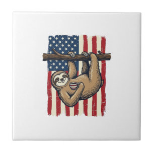 Patriotisk Loungare Vintage Gravyr Tröja Design_1 Kakelplatta
