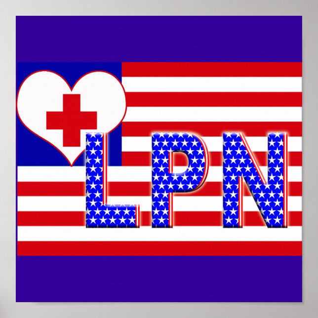 PATRIOTISK LPN-LICENSERAD PRAKTISK NURS POSTER (Framsidan)