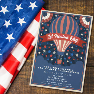 Patriotisk Luftballong 4:e juli Cookout Inbjudningar