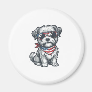 Patriotisk lurvig hund vintage gravyr tanktop_1 magnet