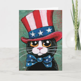 Patriotisk lycklig för smokingkatt 4th Juli Kort
