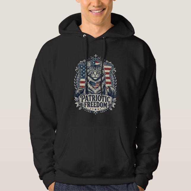Patriotisk Maine Coon Katt Hoodie (Framsida)