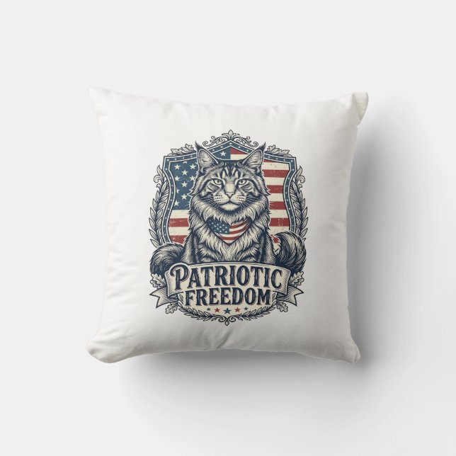 Patriotisk Maine Coon Katt Kudde (Framsida)