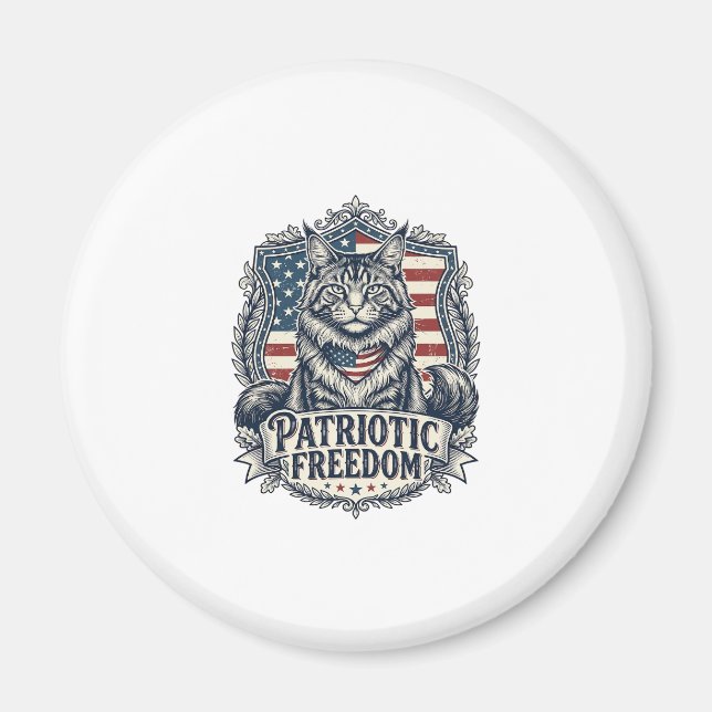 Patriotisk Maine Coon Katt Magnet (Framsidan)
