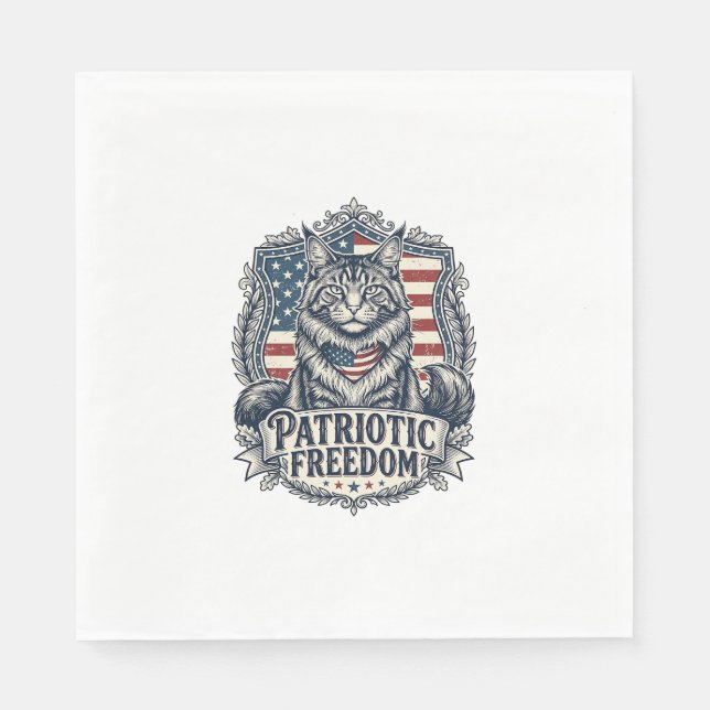 Patriotisk Maine Coon Katt Pappersservett (Framsidan)
