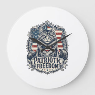 Patriotisk Maine Coon Katt Stor Klocka