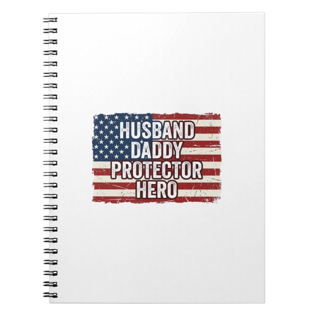 Patriotisk Make Pappa Beskyddare Hjälte Flagga Trö Anteckningsbok (Framsidan)