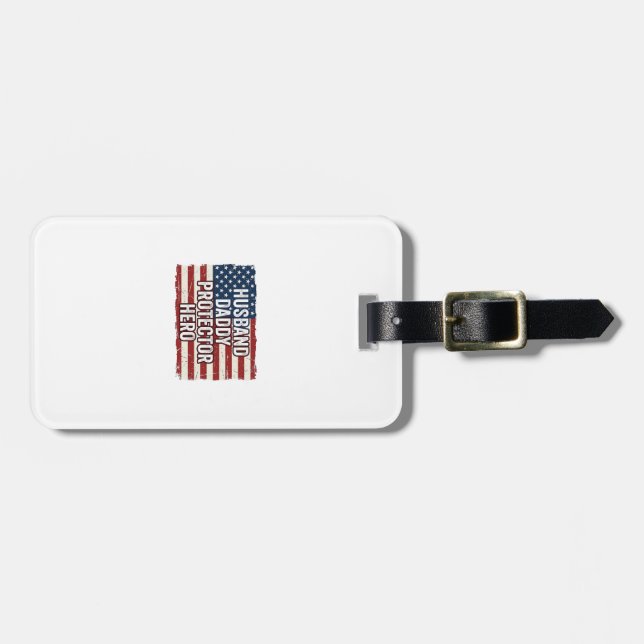 Patriotisk Make Pappa Beskyddare Hjälte Flagga Trö Bagagebricka (Horisontell Framsida)