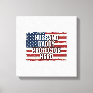 Patriotisk Make Pappa Beskyddare Hjälte Flagga Trö Canvastryck