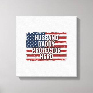 Patriotisk Make Pappa Beskyddare Hjälte Flagga Trö Canvastryck