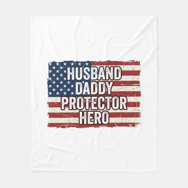 Patriotisk Make Pappa Beskyddare Hjälte Flagga Trö Fleecefilt (Framsidan)