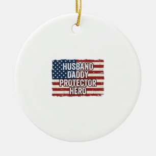 Patriotisk Make Pappa Beskyddare Hjälte Flagga Trö Julgransprydnad Keramik