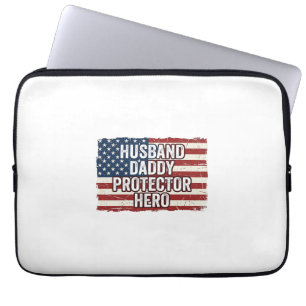 Patriotisk Make Pappa Beskyddare Hjälte Flagga Trö Laptop Fodral