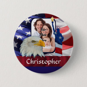 Patriotisk mall för amerikansymbolsfoto knapp
