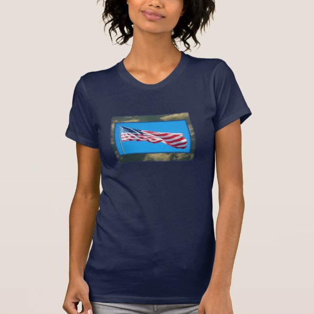 Patriotisk marinblå skjorta för damer tee shirt (Framsida)