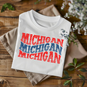 Patriotisk Michigan röd och blå Boho T-shirt