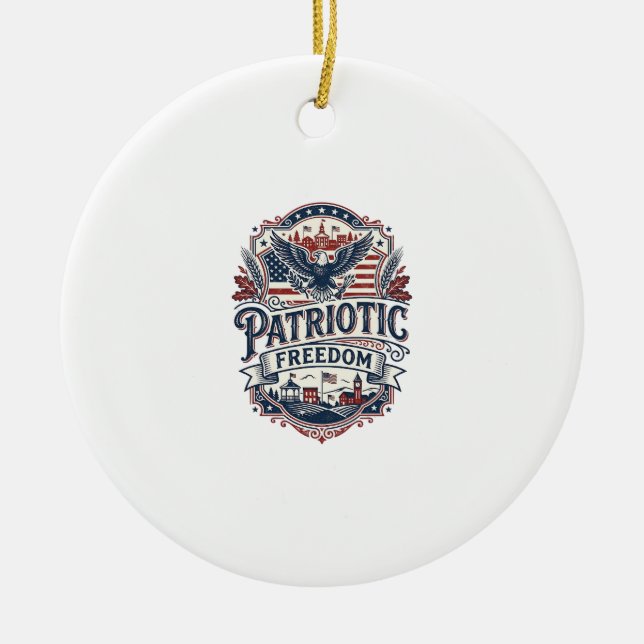 Patriotisk Midwest Småstad Stolt Vector Grafik  Julgransprydnad Keramik (Framsidan)