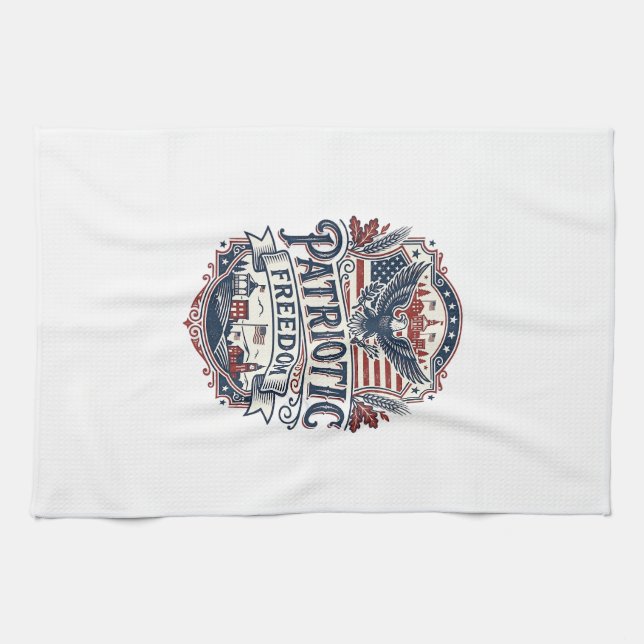 Patriotisk Midwest Småstad Stolt Vector Grafik  Kökshandduk (Horisontell)