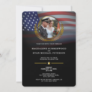 Patriotisk militär amerikansk Flagga och Photo Brö Inbjudningar