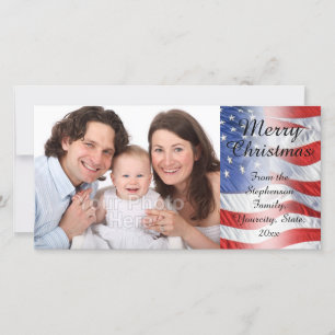Patriotisk militär jul, amerikansk Flagga Julkort
