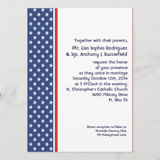 Patriotisk militär Stars och stripes Bröllop Inbjudningar
