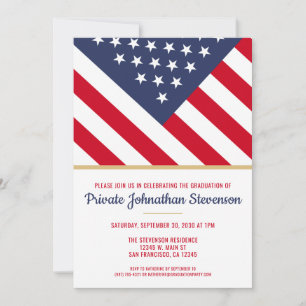 Patriotisk militär Studenten armé Amerikanska Flag Inbjudningar