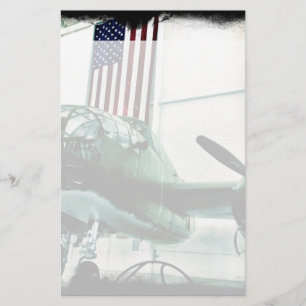 Patriotisk militär WWII Flygplan med amerikansk Fl Brevpapper