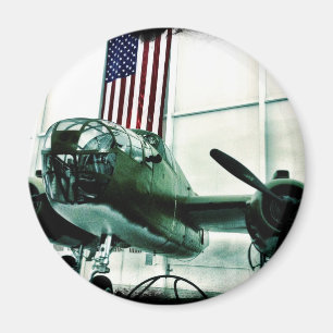 Patriotisk militär WWII Flygplan med amerikansk Fl Magnet