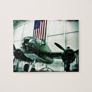 Patriotisk militär WWII Flygplan med amerikansk Fl Pussel