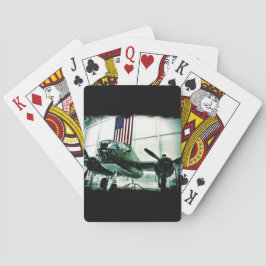 Patriotisk militär WWII Flygplan med amerikansk Fl Spelkort