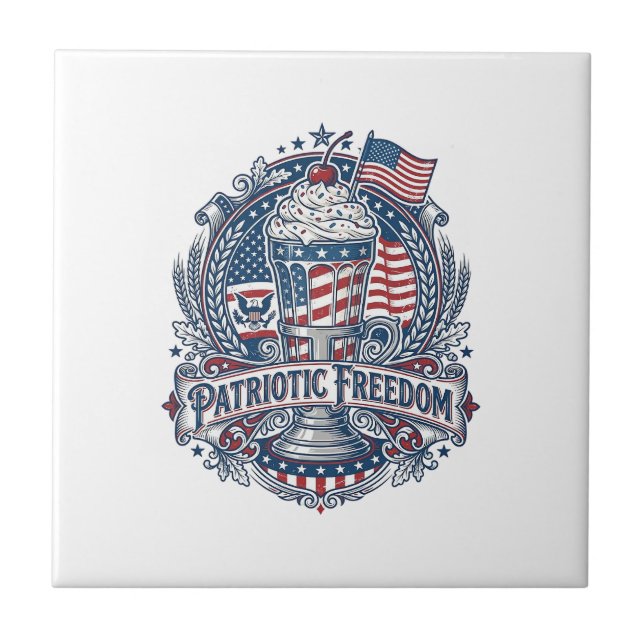 Patriotisk Milkshake Americana Kakelplatta (Framsidan)