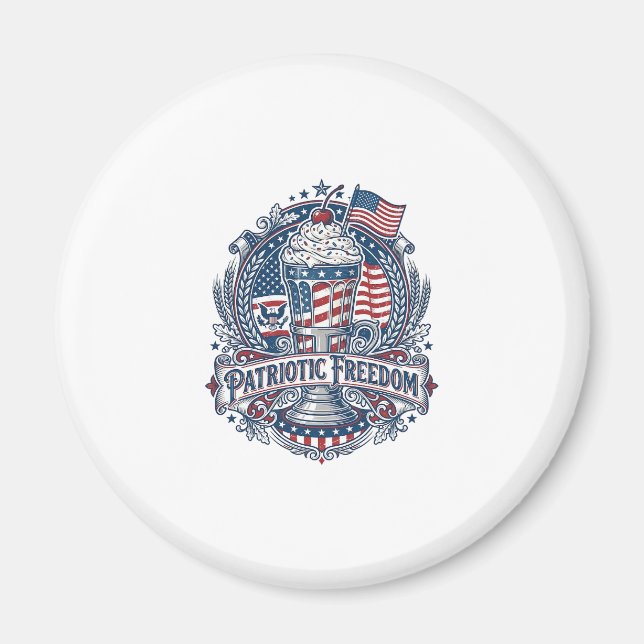 Patriotisk Milkshake Americana Magnet (Framsidan)