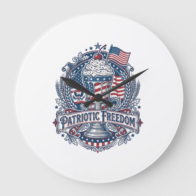 Patriotisk Milkshake Americana Stor Klocka (Framsida)