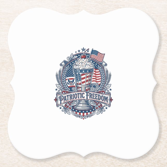 Patriotisk Milkshake Americana Underlägg Papper (Framsida)