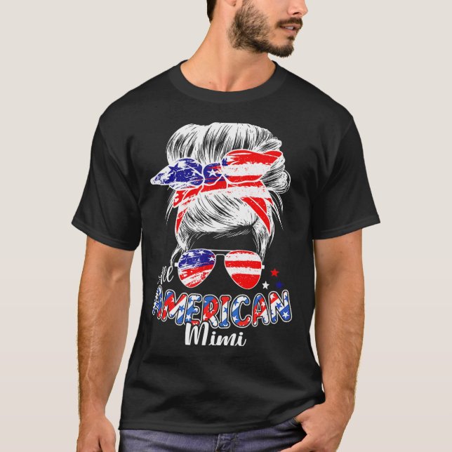 Patriotisk mimi 4 juli rödig baddräkt hår t shirt (Framsida)