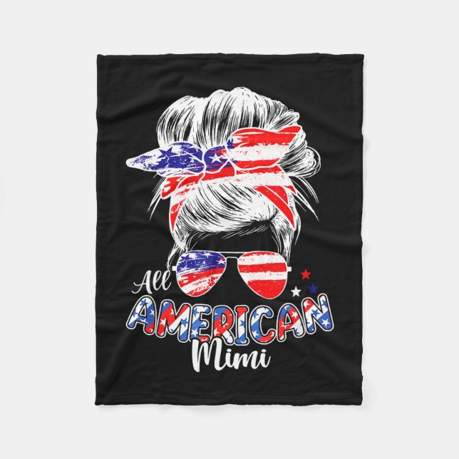Patriotisk mimi 4 juli rödis hår fleecefilt (Framsidan)