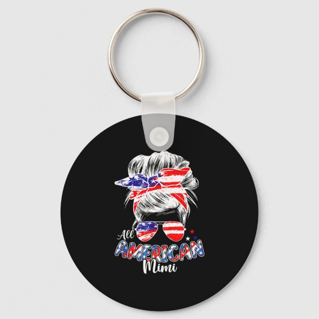 Patriotisk mimi 4 juli röslig bunsfrisyr nyckelring (Framsida)