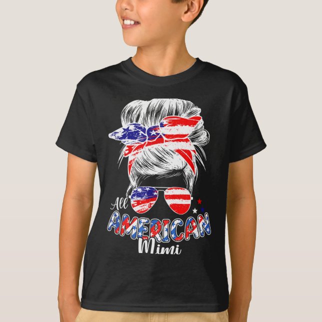 Patriotisk mimi 4 juli röslig bunsfrisyr t shirt (Framsida)