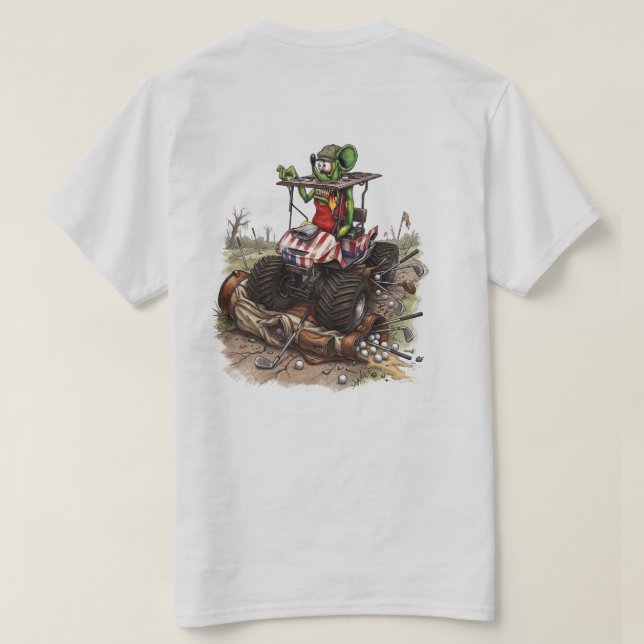 Patriotisk Monster vagn golf T-shirt (Design baksida)