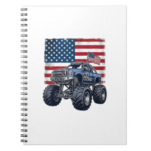Patriotisk monstertruck gammal graveringsdesign_1 anteckningsbok