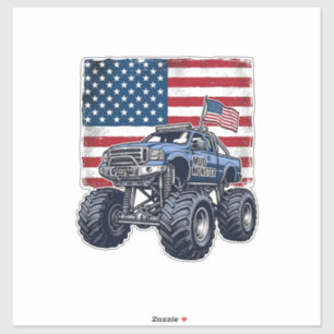 Patriotisk monstertruck vintage gravyr design_1 klistermärken