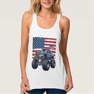 Patriotisk monstertruck vintage gravyr design_1 linne med racerback 