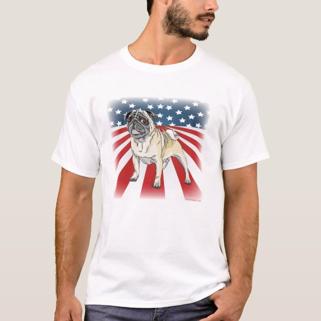Patriotisk mops t-shirt (Framsida)