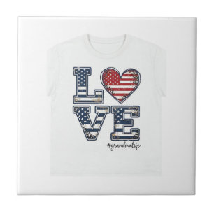 Patriotisk mormor Livet Kärlek Vintage T-Shirt Des Kakelplatta