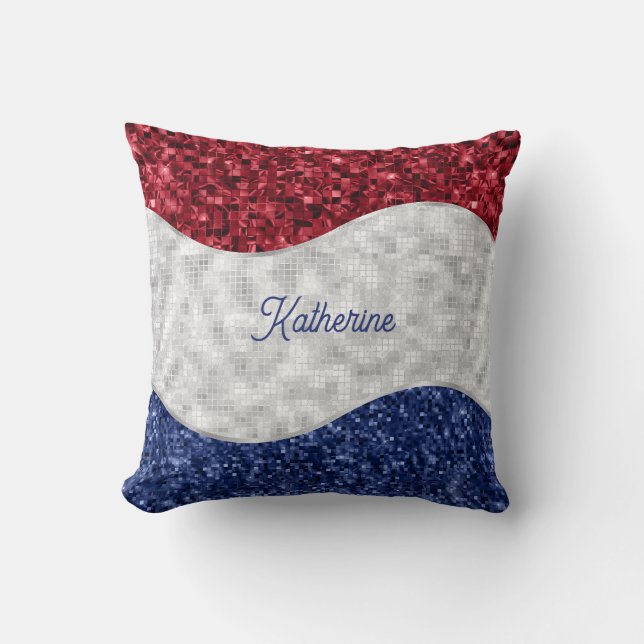 Patriotisk mosaikvåg kudde (Framsida)