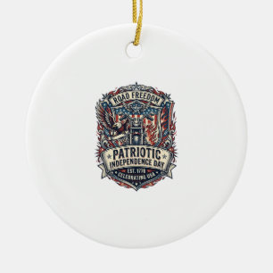Patriotisk motor patriot motorcyklist väg frihet p julgransprydnad keramik